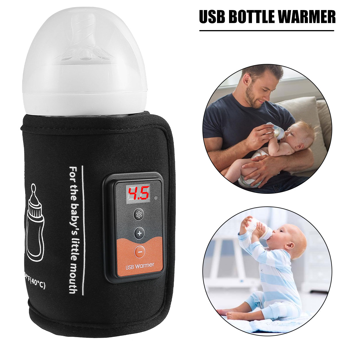 Baby Food Warmer Portable - Chauffe-biberon alimenté par USB, avec température