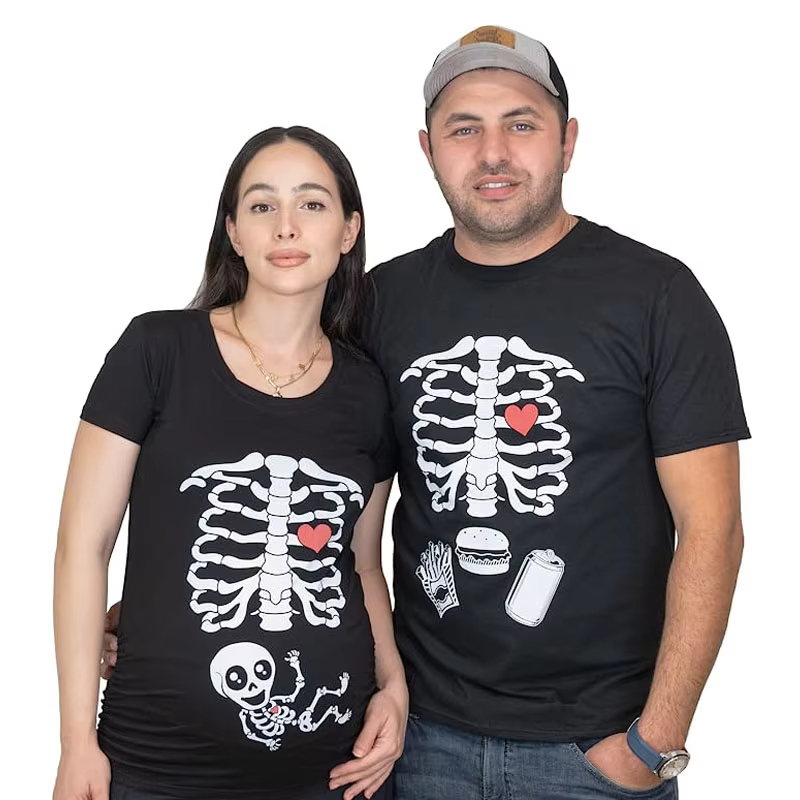 Food Baby X Ray - Halloween squelette T-Shirts Couple rayons X